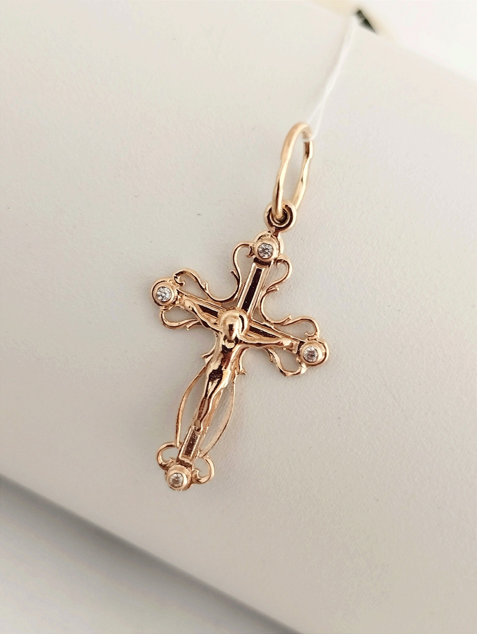 Золотий хрест з цирконієм Ukr-gold