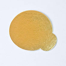 Підложка під торт 0,7 мм д90 з вухом (10мм), золото-срібло