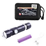 Ліхтар ручний акумуляторний Police 802-T6 Zoom з кліпсою 1х18650 microUSB Black (7_00895), фото 2
