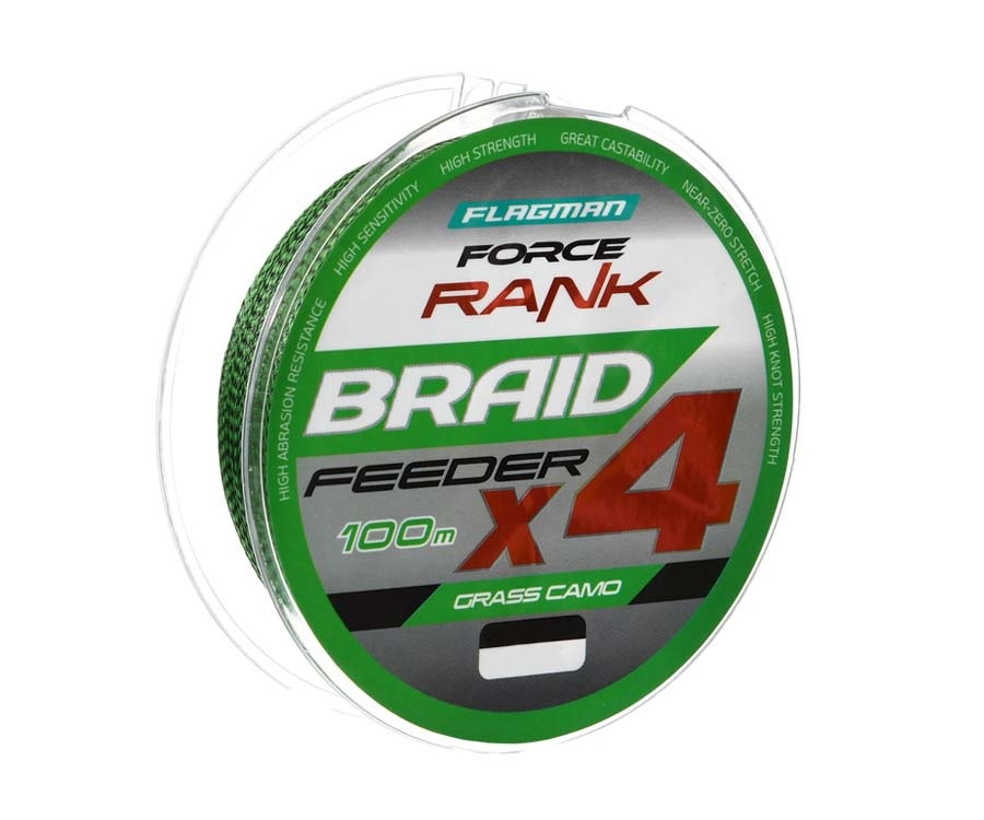 Шнур Flagman Force Rank Feeder Braid Х4 Grass Camo 100 м 0.20 мм (FRFB100-020)