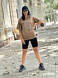 Жіночий літній комплект футболка оверсайз + шорти велосипедчик рубчик | Стильний костюм двійка | Норма та батал, фото 4