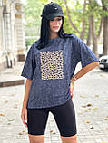 Жіночий літній комплект футболка оверсайз + шорти велосипедчик рубчик | Стильний костюм двійка | Норма та батал, фото 6