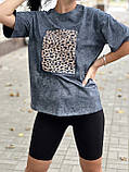 Жіночий літній комплект футболка оверсайз + шорти велосипедчик рубчик | Стильний костюм двійка | Норма та батал, фото 9