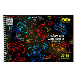 Альбом для малювання ZiBi Kids Line GAMER, А4 30 арк., 120 г/м2, на пружині ZB.1451-03 smart