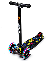 Дитячий самокат Scale Scooter Maxi до 60 кг + колеса, що світяться (Чорний з цифрами)