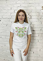 Жіноча футболка білого кольору вишивка ДУБ КАЛИНА