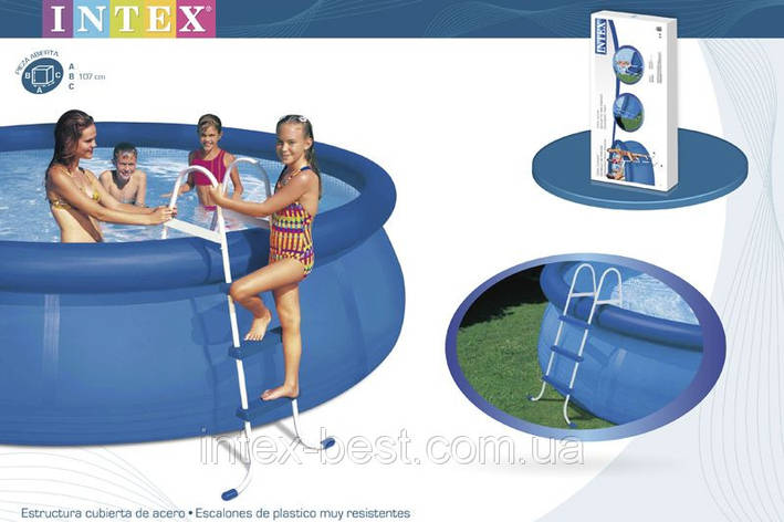 Драбина для надувних і каркасних басейнів висотою 91см Intex 58972, фото 1