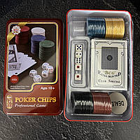 Набір для покеру в металевій коробці IG-4591 на 100 фішок номіналом