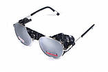 Окуляри захисні Global Vision Aviator-5 (silver mirror) дзеркальні чорні, зі з'ємним ущільнювачем із синтетичної "шкіри", фото 7