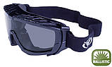 Окуляри захисні з ущільнювачем Global Vision Ballistech-1+RX (smoke) Anti-Fog, сірі окуляри з діоптрійною вставкою в комплекті, фото 4