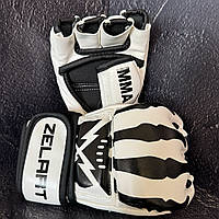 Рукавички для змішаних єдиноборств MMA (дитячі/дорослі) Zelart BO-1395 білий-чорний