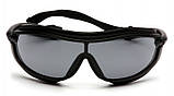 Окуляри захисні з ущільнювачем Pyramex XS3 Plus (gray) Anti-Fog, чорні, фото 3