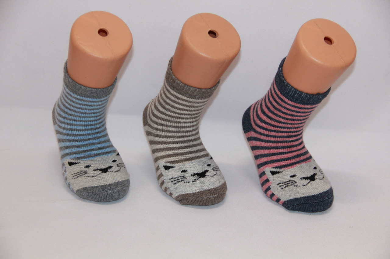 Дитячі шкарпетки з вовни з махрою SL 16-18 коти