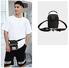 Сумка чоловіча через плече мала Haoshuai чорна помаранчева, фото 7