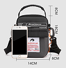 Сумка чоловіча через плече мала Haoshuai чорна помаранчева, фото 8