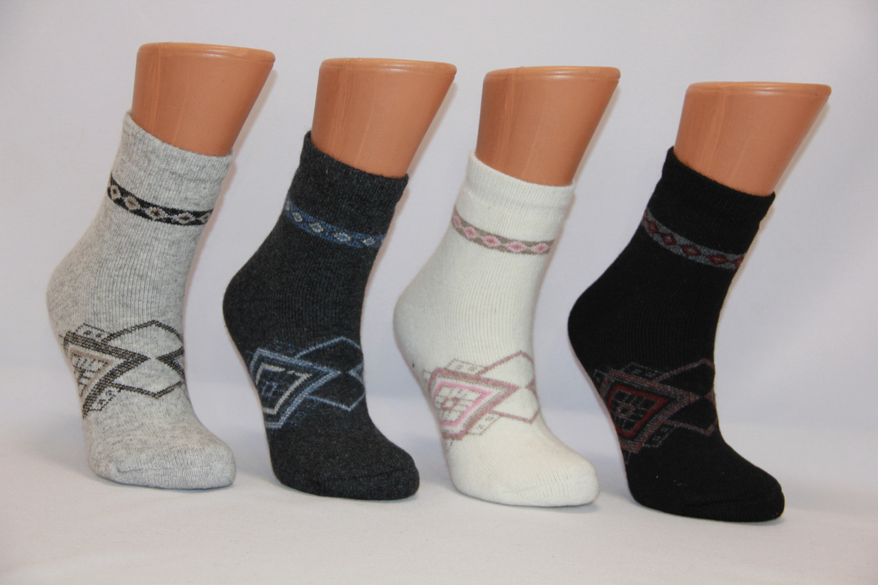 Женские носки шерстяные с махрой средние Кардешлер ромб
