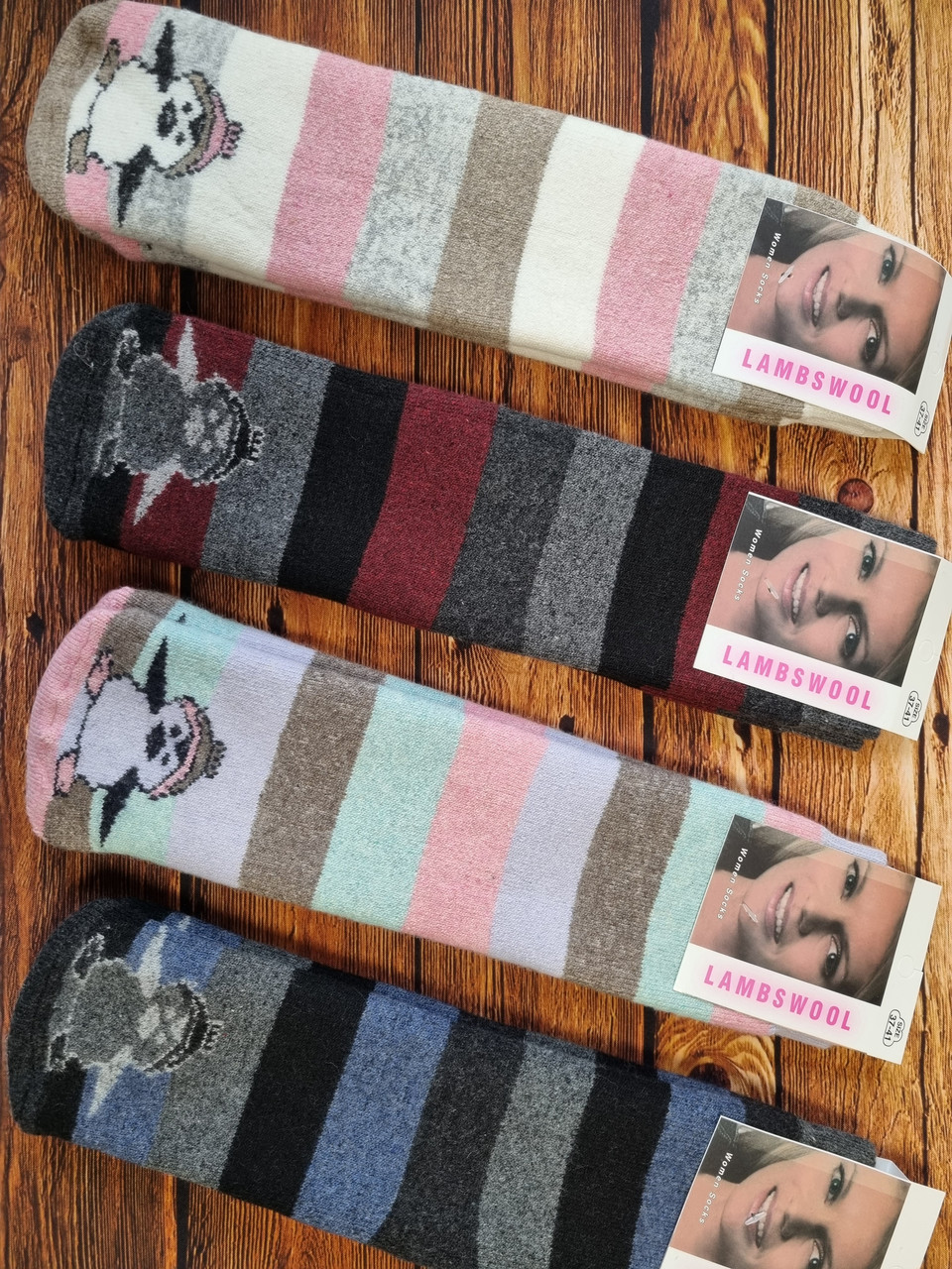 Жіночі шкарпетки вовняні з махрою високі Кардешлер пінгвін 37-41 асорті