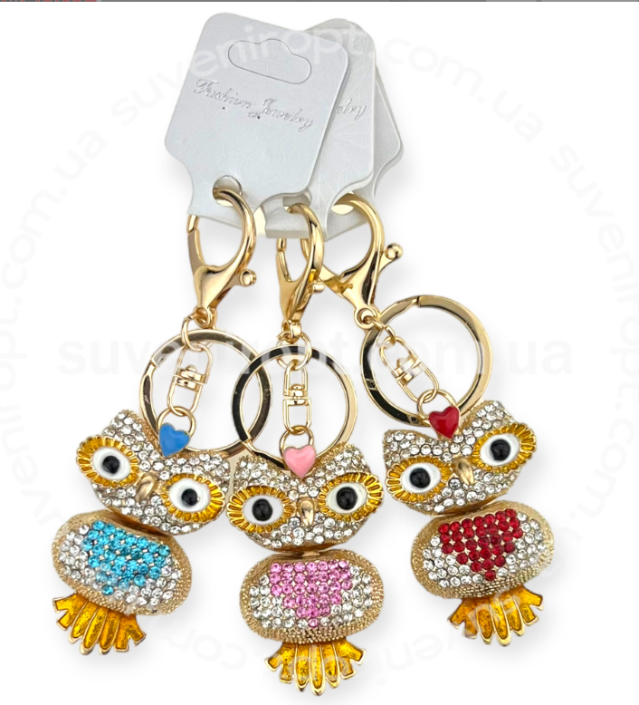 Модний брелок Сова металевий в асортименті, фото 1