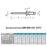 RF заклепка 6,4х18 прижим 10-12мм алюміній-сталь пласка головка [970000000976418000] ISO15977 Rivettop, фото 2
