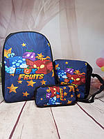 Комплект рюкзак + сумка + пенал блокс фрутс   Blox Fruits блок фрукт стиль #3
