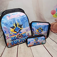 Комплект рюкзак + сумка + пенал блокс фрутс   Blox Fruits блок фрукт стиль #4