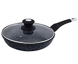 Сковорода кругла якісна класична 24 см unique un-5135 з литого алюмінію з гранітним покриттям, фото 3