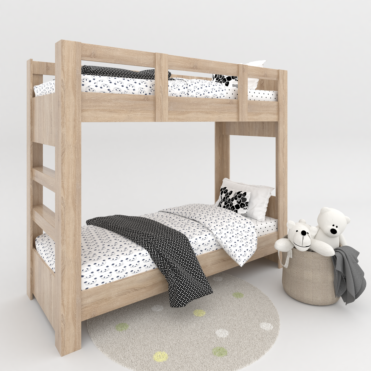 Ліжко двоповерхове розбірне + основа з ламелями Тандем 2  1800х2064х866 мм Дуб Сонома, фото 1