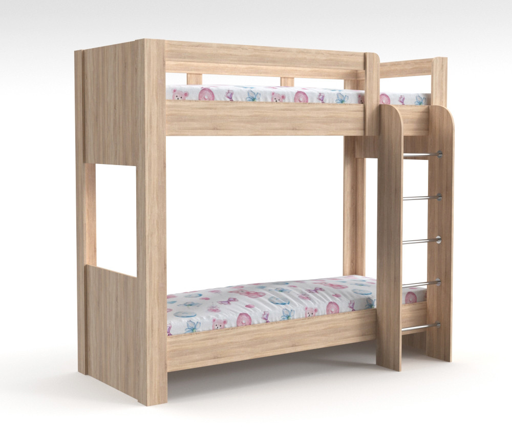 Ліжко двоповерхове розбірне з ламелями на дерев'яній основі Тандем 1 1800х2080х880мм Дуб Сонома, фото 1