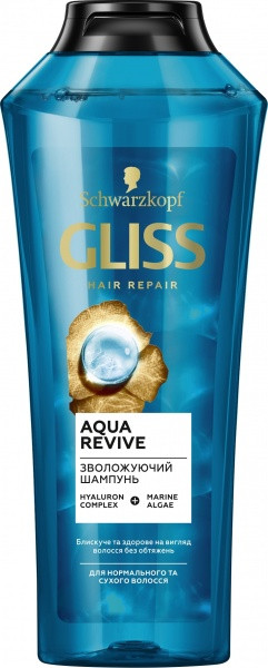 Шампунь Gliss Kur Aqua revive для зволоження сухого та нормального волосся 400 мл, Schwarzkopf, Арт.55227
