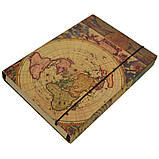 Папка-короб для зошитів на резинці, картонна, А5, КРАФТ-покриття, фото 3