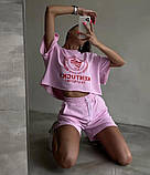 Жіночий літній костюм: футболка вільного крою та шорти з принтом, фото 5
