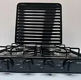 Настільна газова плита Rainberg RB-2227 на 4 конфорки з емальованим покриттям, компактна плита для кухні, фото 4