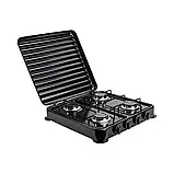 Настільна газова плита Rainberg RB-2227 на 4 конфорки з емальованим покриттям, компактна плита для кухні, фото 6