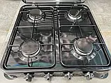 Настільна газова плита Rainberg RB-2227 на 4 конфорки з емальованим покриттям, компактна плита для кухні, фото 9