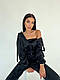 Жіночий стильний базовий спортивний велюровий костюм трійка худі на блискавці топ штани OS, фото 3