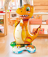 Фігурна куля Динозавр коричневий 3D на стійці-підставці, фольгована стояча фігура 120х78 см Китай