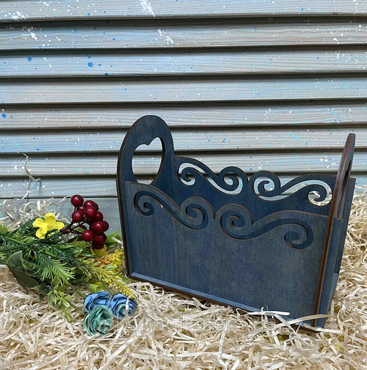 Короб — кашпо Ажур 10х20х15 см, синій