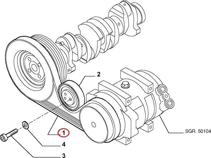 Ремінь привода кондиціонера на Fiat Ducato 250 (2006-2014) 2.3JTD, 504066407, фото 1