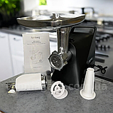 Електрична м'ясорубка з соковижималкою 3000 Ват Rainberg шнекова електром'ясорубка з реверсом і насадками, фото 9