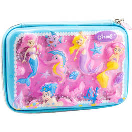 Пенал Cool For School подвійний з ефектом акваріума 1 відділення Блакитний (QT-5703-Blue) - оригінал