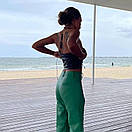 Жіночий шкіряний топ бандо чорний на зав'язках (р. 42-44) 10ma1266, фото 3