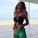 Жіночий шкіряний топ бандо чорний на зав'язках (р. 42-44) 10ma1266, фото 4