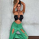 Жіночий шкіряний топ бандо чорний на зав'язках (р. 42-44) 10ma1266, фото 6