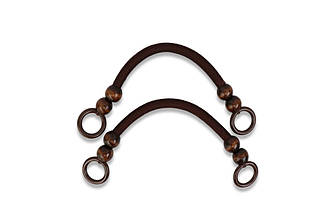 Ручка для сумки, текстиль 2 дерев'яні намистини, коричневі, пара