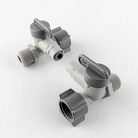 1832-А Адаптер 1/2" + кульвий вентиль пластиковий 1/4"