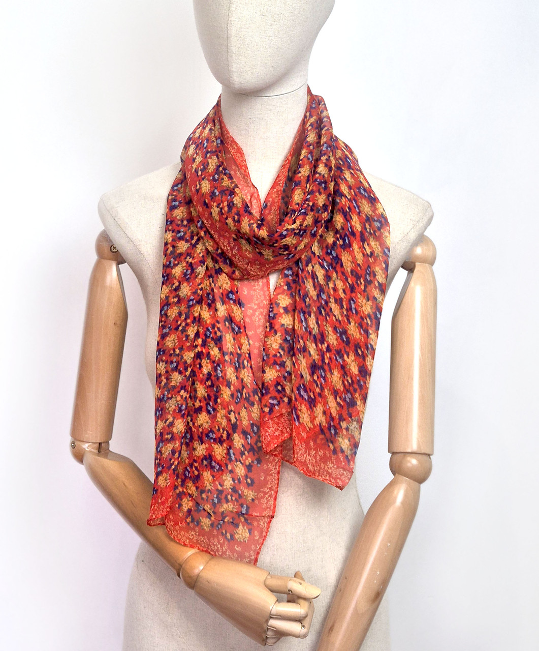 Шарф шифоновий легкий тонкий Каліпсо червоний, фото 1