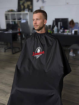 Пеньюар перукарський з вашим Логотипом 25 см, Vsetex Чорний | Накидка для клієнта