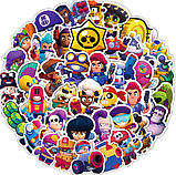 Набір наклейок стікерів на телефон стікерпак стикербук Brawl Stars Бравл Старс 50 штук, фото 3