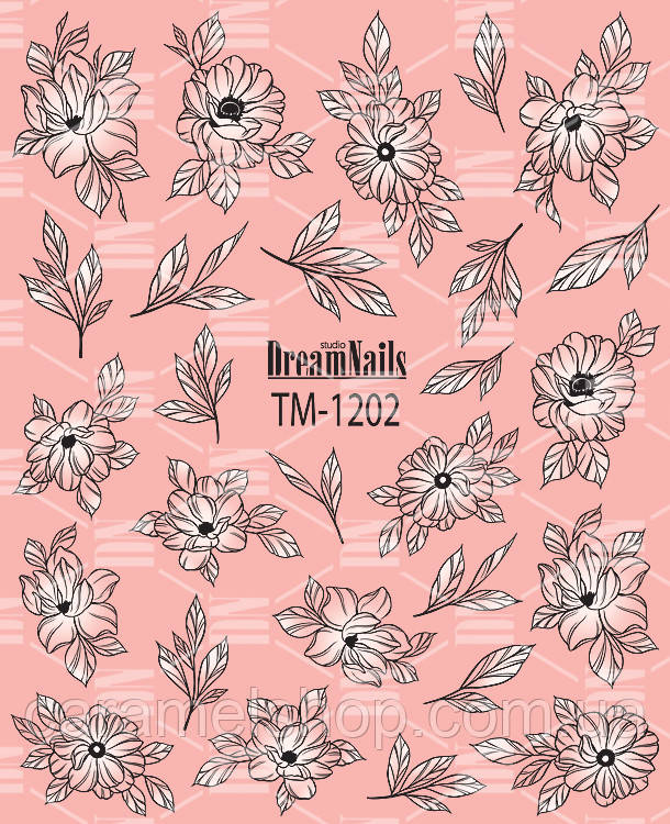 Слайдер дизайн для нігтів з білою підкладкою та малюнком мікс TM-1202, фото 1