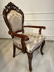 Стілець з підлокітниками класичний дерев'яний із м'яким сидінням і спинкою, Шері